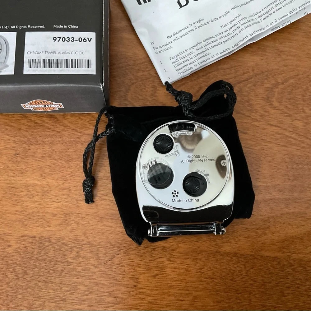 Harley Davidson Bulova Chrome Alarm Clock New In Box 97033-06V